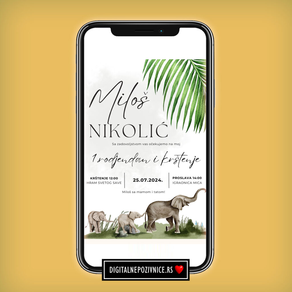 Digitalna pozivnica za rodjendan i krstenje dzungla 2