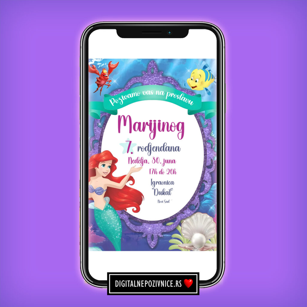 Decija pozivnica za rodjendan mala sirena