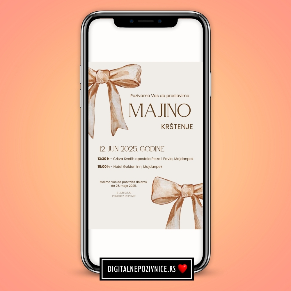 Digitalna pozivnica za krstenje i prvi rodjendan za devojcice masna