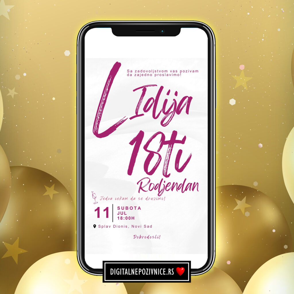 Digitalna pozivnica za 18. rodjendan moderna