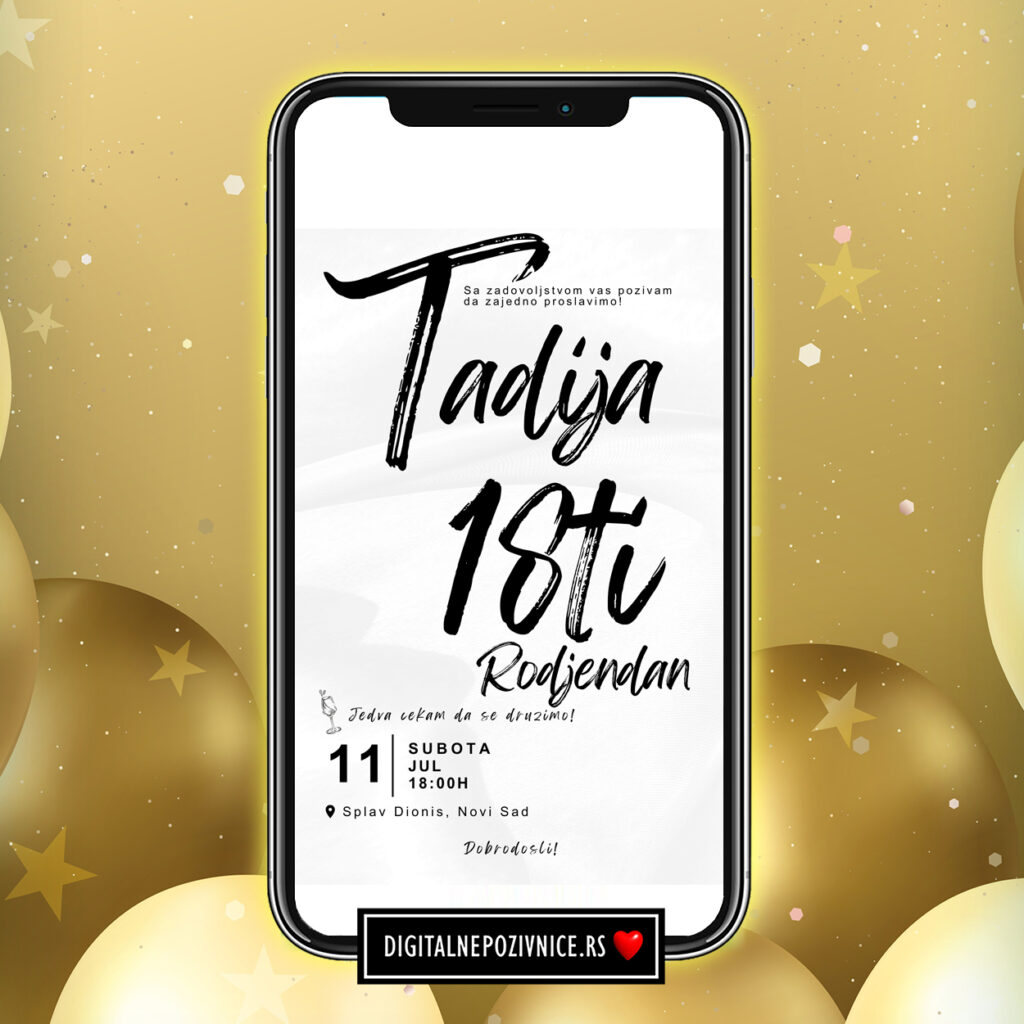 Digitalna pozivnica za 18. rodjendan moderna