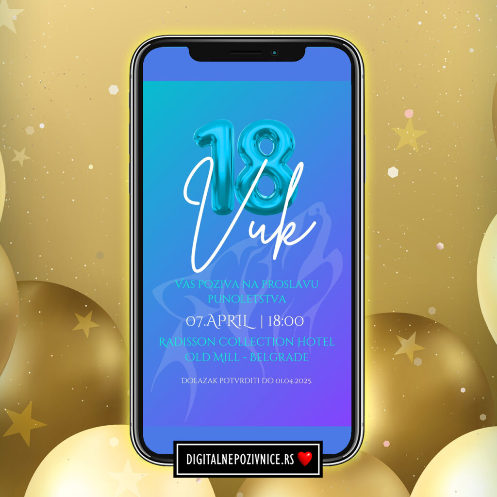 Digitalna pozivnica za 18. rodjendan moderna vuk