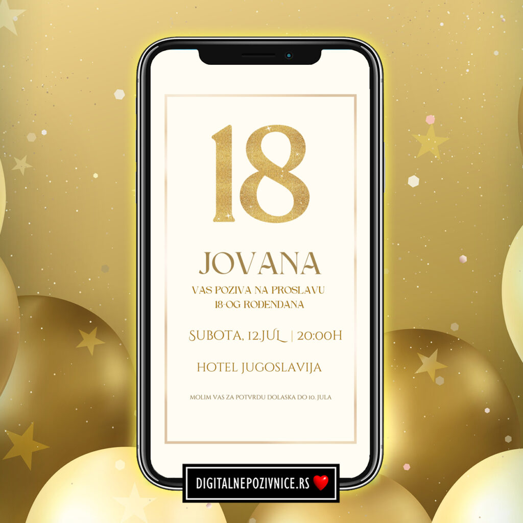 Digitalna pozivnica za 18. rodjendan moderna sljokice