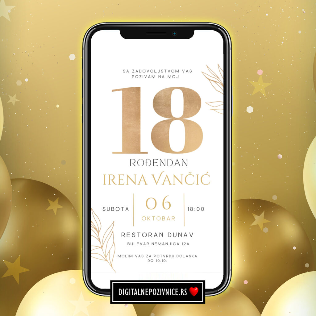 Digitalna pozivnica za 18. rodjendan rose gold
